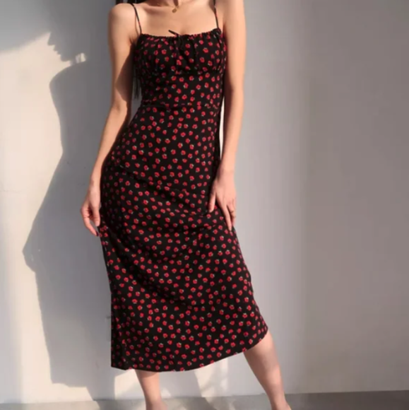 Rose Print Midi Dresses
